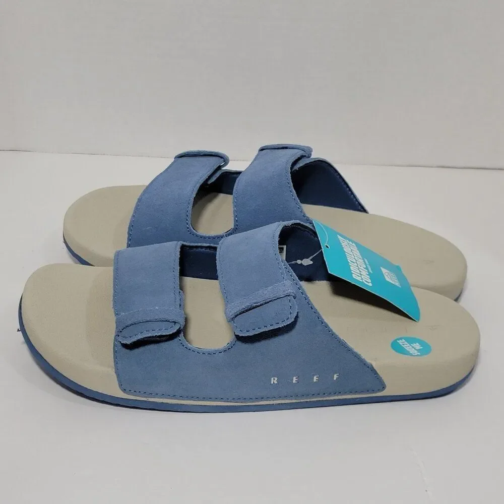 Reef Kids Ojai Slide Sandals Big Kid Size 6 Suede Leather Upper Dusk Blue Unisex